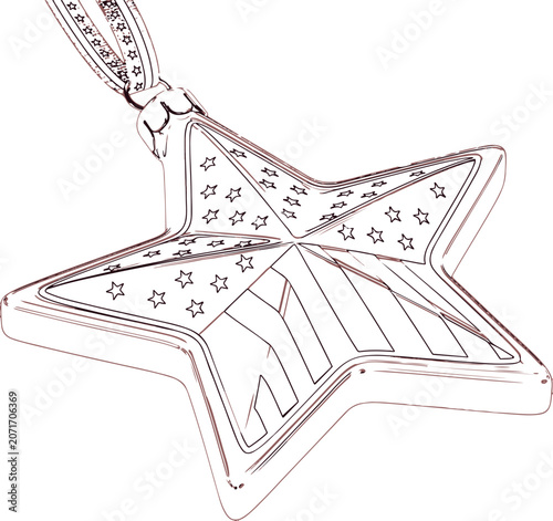 Star shaped christmas ornament with american flag pattern