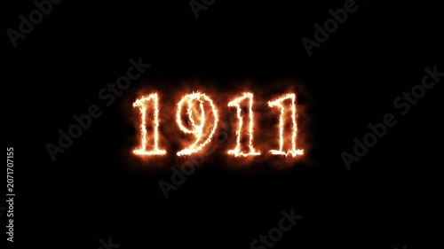 Animated glowing number 1911 with realistic fire and flame effects on a dark background. Perfect for countdowns, year transitions, presentations, and motion graphics projects.