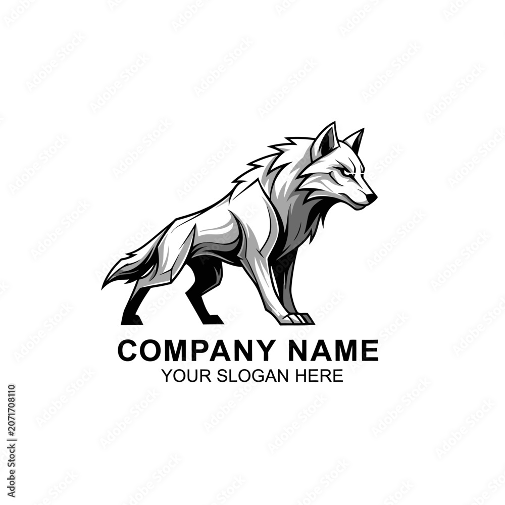 Fototapeta premium Stylized Grey Wolf Logo Design