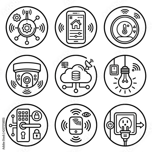Smart home automation icons set.