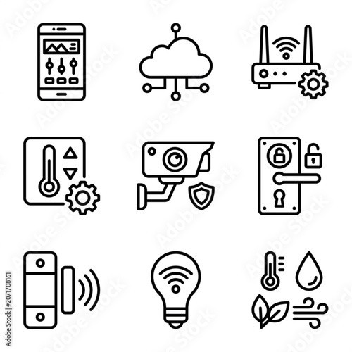 Smart Home Automation Technology Icons.