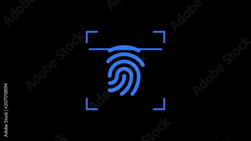 Fingerprint Id Security Scan Bar Seamless Loop Blue Animation Transparent Background Alpha Channel