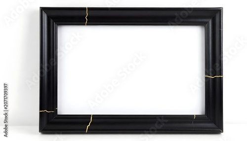 Elegant black frame featuring a unique kintsugi design for art display