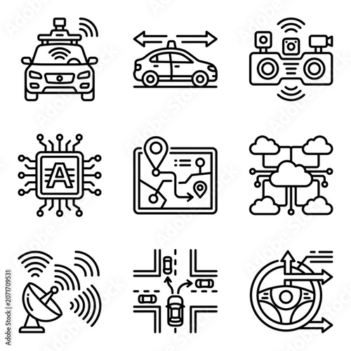 Technology icons for digital communication.