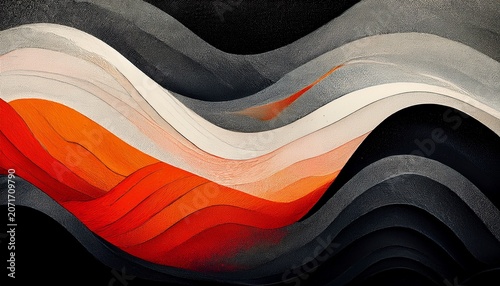Grainy Background Gray Orange Red White Black Abstract Color Wave Noisy Texture
