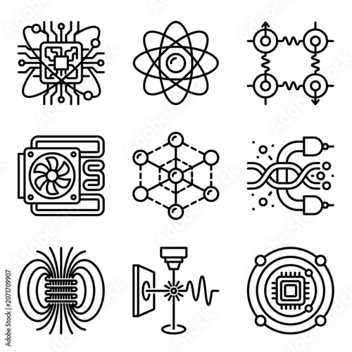 Technology icons for science and engineering.