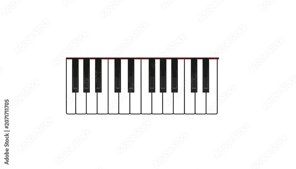 Fototapeta premium Piano keys keyboard musical instrument flat graphic