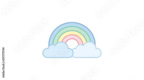 Photos A colorful rainbow appears in the sky with clouds on a sunny day outside