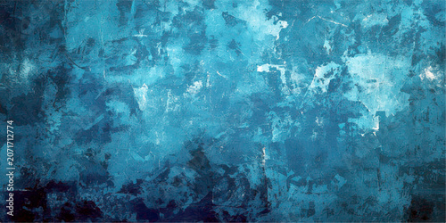 Fotografie Abstract Blue Grunge Background with Vintage Textured Wall Pattern Aged Paper Su
