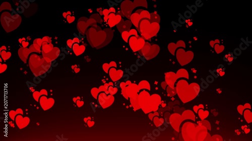 Heart Icon flying overlay isolated on black background loop.