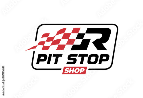 Racing flag logo design concept for branding and identity.