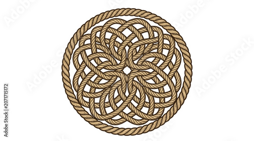 Obraz na płótnie Intricate rope design forms a circular pattern with knots and braids