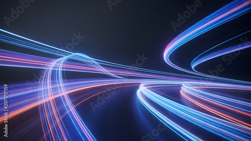 Abstract motion speed, lighting background with attractive colors. A blue background with lines.