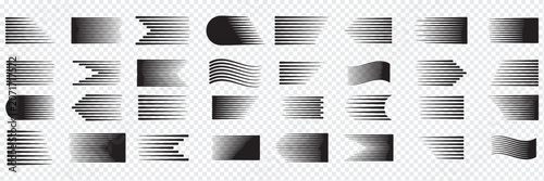 Abstract speed lines collection set, motion stripe effects, black vector illustration for dynamic graphic design. Racing stripe and checkered flag design vector set. vector illustration. motion stripe