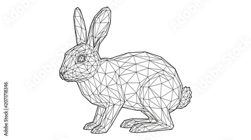 Wireframe Rabbit 3D Model