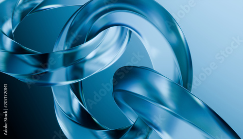 Fotografía Translucent blue rings intertwine dynamic and modern design, creating sense of depth and movement