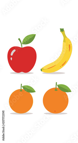Fresh fruit including apples bananas oranges.