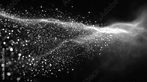 Dynamic sparkling particle wave for futuristic technology and motion design.
