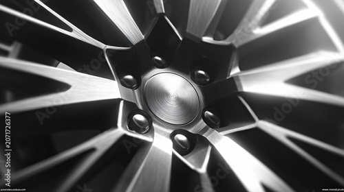 Luxury alloy wheel closeup with dramatic metallic detail for automotive marketing.
