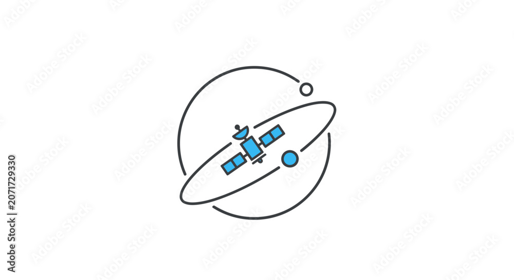 Obraz premium Satellite Orbiting Earth Icon Illustrating Technology And Space Exploration In The Cosmos