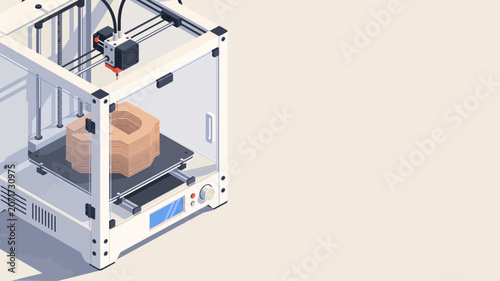 Bild auf Leinwand 3D printer machine with object inside.