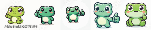 Tableau sur toile Vector of a cute cartoon frog character giving a thumbs up
