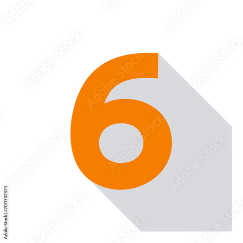 Orange Number Six Vector Icon