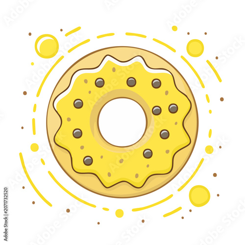 Yellow Glazed Donut with Sprinkles Vector Illustration