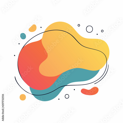 Abstract fluid shape with gradient colors on white background