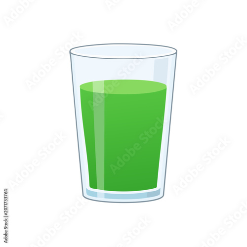 Flat illustration of a glass of green liquid