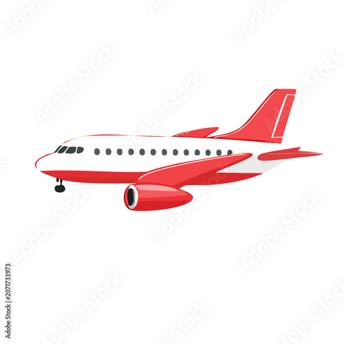 Red and white airplane vector illustration