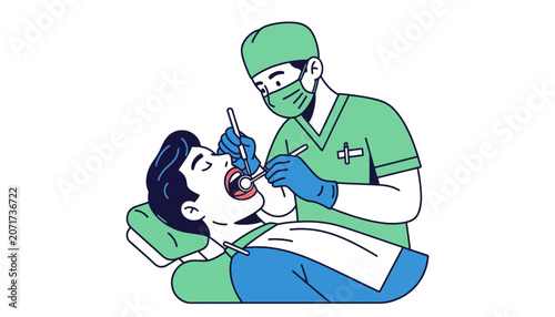 Dentist examining patient teeth in dental clinic