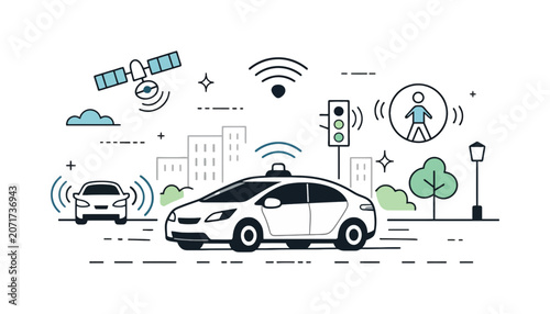 Autonomous car technology concept self driving vehicle
