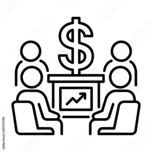 Obraz na plátně People discussing financial growth around table with chart