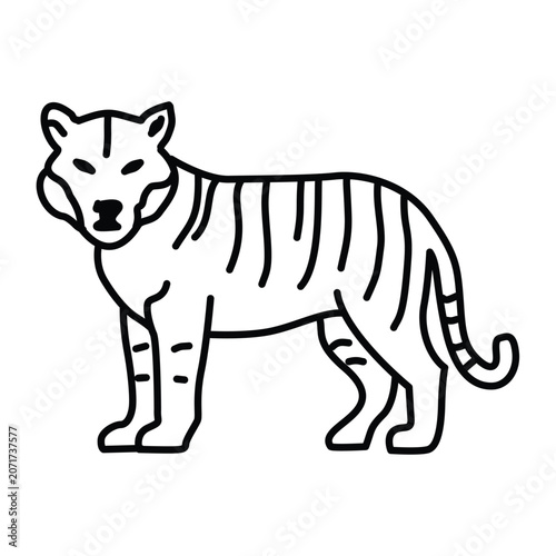 Tiger Simple  Outline Drawing.