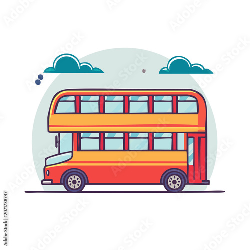 Flat illustration of a red double decker bus