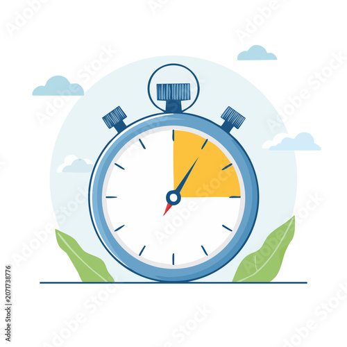 Flat illustration of a stopwatch with timer