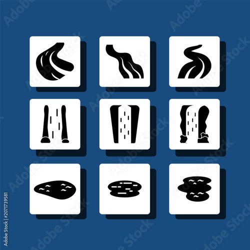 Grid of nine white squares with black symbols