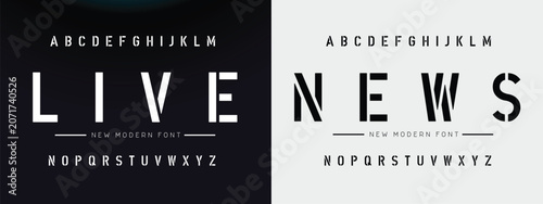Foto LIVE NEWS Sport modern creative alphabet fonts and number