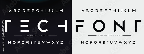 Obraz na plátně TECH FONT abstract sports logo alphabet fonts