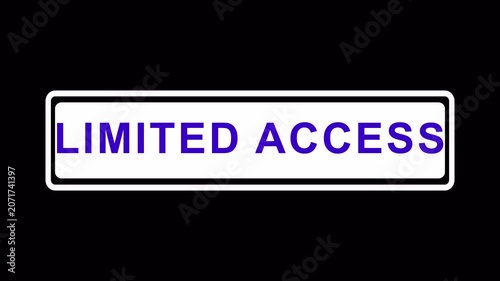 Limited access warning text animation for restricted availability message animation limited access warning text animation with alpha channel ,warning text animation with 4 k video animation.