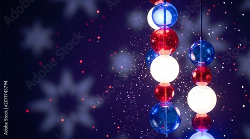 Abstract Blue Background with Red White and Blue Ornaments