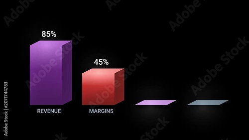 animated bar chart showing changes in revenue, margins, equity and assets