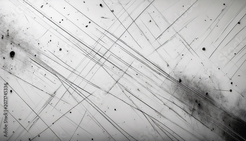 White Background With Scattered Grey Dots And Linear Scratches Forming A Distressed Texture Abstract