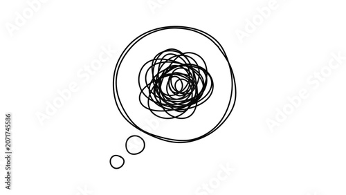 Canvastavla Minimal black scribble line thought bubble isolated on transparent background
