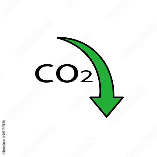 CO2削減を表す下降矢印アイコン