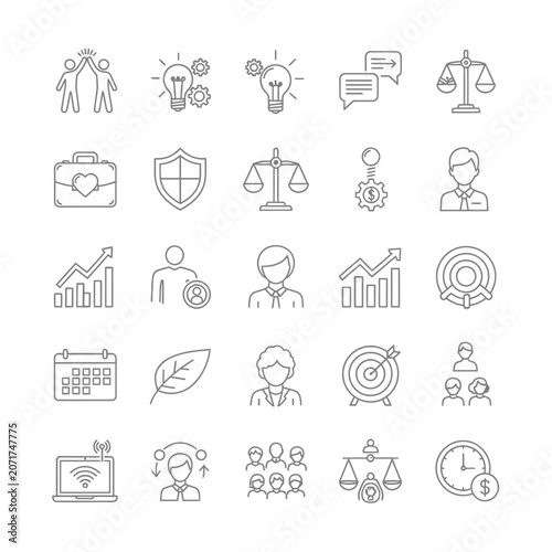 Business icons for finance and management.