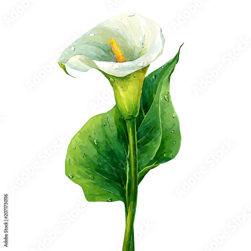 Foto Arum Lily, isolated watercolor element on white background