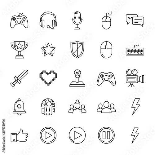 Collection of various digital icons.