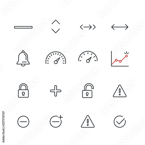 Collection of various line icons symbols.